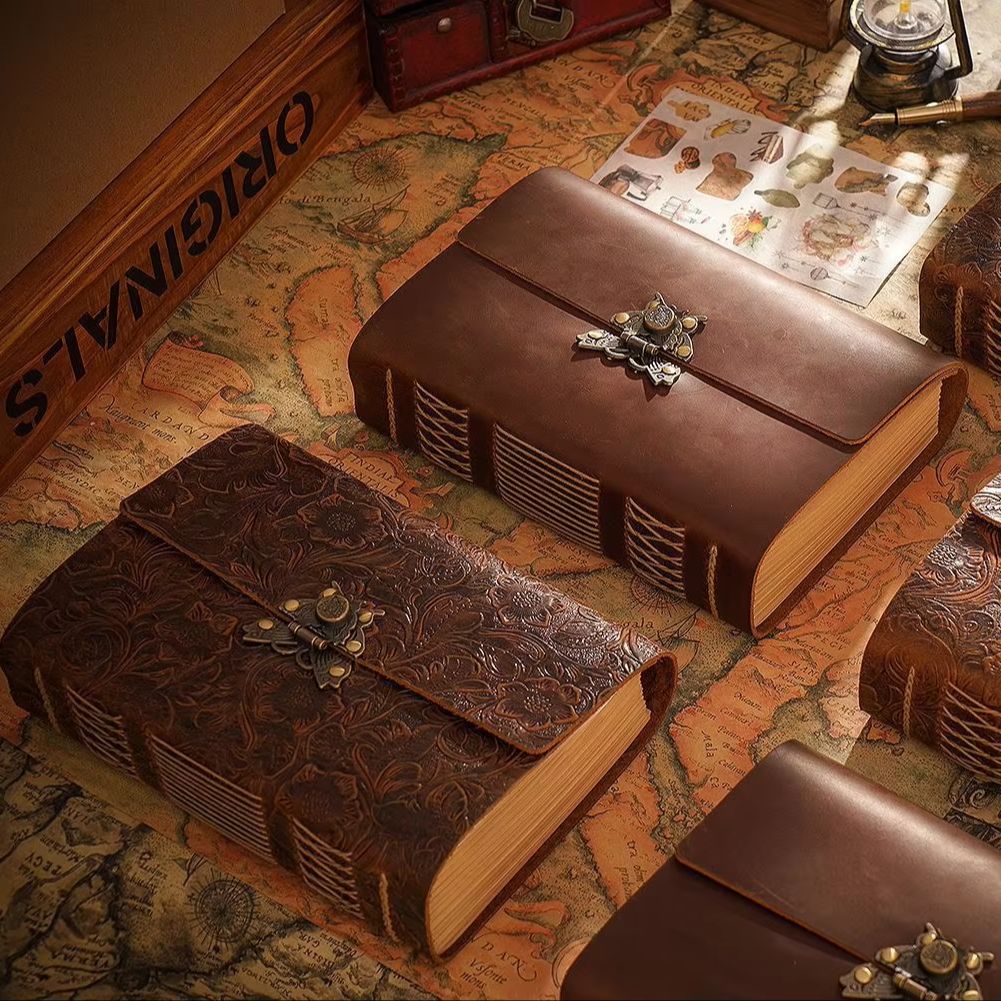 Vintage Leather Journal Notebook - Vintage Crazy Horse notitieboek, reliëf lederen